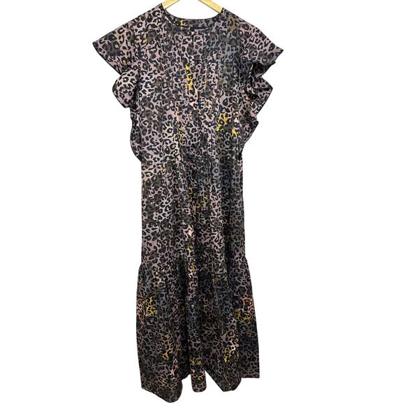 Cynthia Rowley Malta Kaftan Leopard Maxi Dress Size Medium NWT - Picture 6 of 16